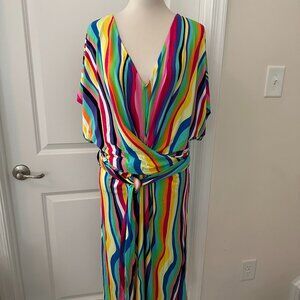 Eloquii Striped Wrap Dress